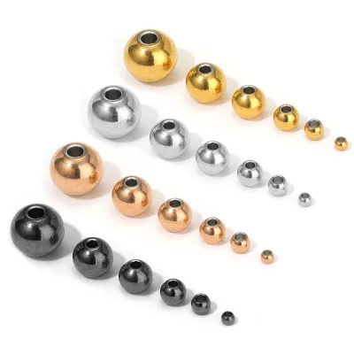 20-100 pièces Sweatshirts Glod Plaqué En Acier Inoxydable 3-10mm Perles D&#39;espacement Perles pour DIY Bijoux De Mode Exécutif Bracelets Collier Fournitures