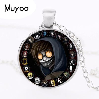 Creepypasta-Collier avec pendentif en verre et bronze pour enfant, accessoire de mode, chaîne de salariés FF The Killer HZ1