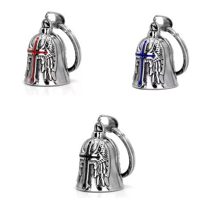 Collier pendentif croix gardien cloche porte-bonheur pour hommes, pendentif ange de moto Punk Vintage largement utilisé
