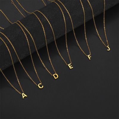 Colliers avec lettres initiales A-Z pour femmes, chaînes élégantes, ras du cou, pendentif 26 Alphabet, bijoux en acier inoxydable