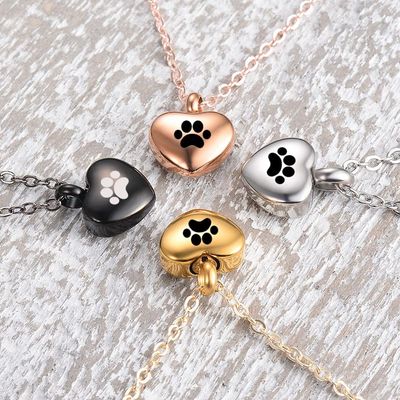 Collier d&#39;urne patte d&#39;animaux de compagnie en forme de cœur gravé/Bracelet, breloques en forme de cœur, collier d&#39;urne commémorative pour cendres, fabrication de bijoux, pendentif souvenir