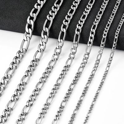 Collier chaîne Figaro à maillons en acier inoxydable pour hommes et femmes, Punk Boy, couleur argent, ras du cou, bijoux en métal, accessoires, cadeau, 3-11,5mm