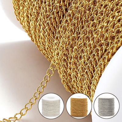 Chaîne d&#39;extension en acier inoxydable de 2 mètres, 2/3/4mm, collier en or, Bracelet, accessoires de chaîne de corps à faire soi-même