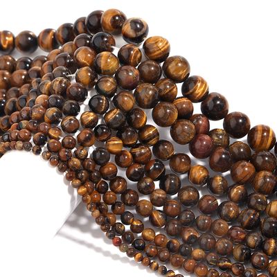 Perles rondes en pierre naturelle, couleur marron or, œil de tigre, fil de 15 pouces, 3/4/6/8/10/12/14mm, taille au choix, accessoire de fabrication de bijoux