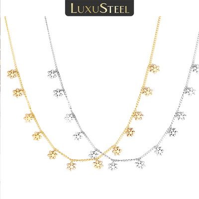 LUXUSTEEL-Collier ras du cou flocon de neige vintage pour femme, breloque en acier inoxydable, bijoux bohèmes, documents plaqués or et argent, 1PC