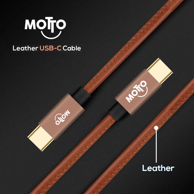 Motto Leather Wrapped Type-C to Type-C Cable