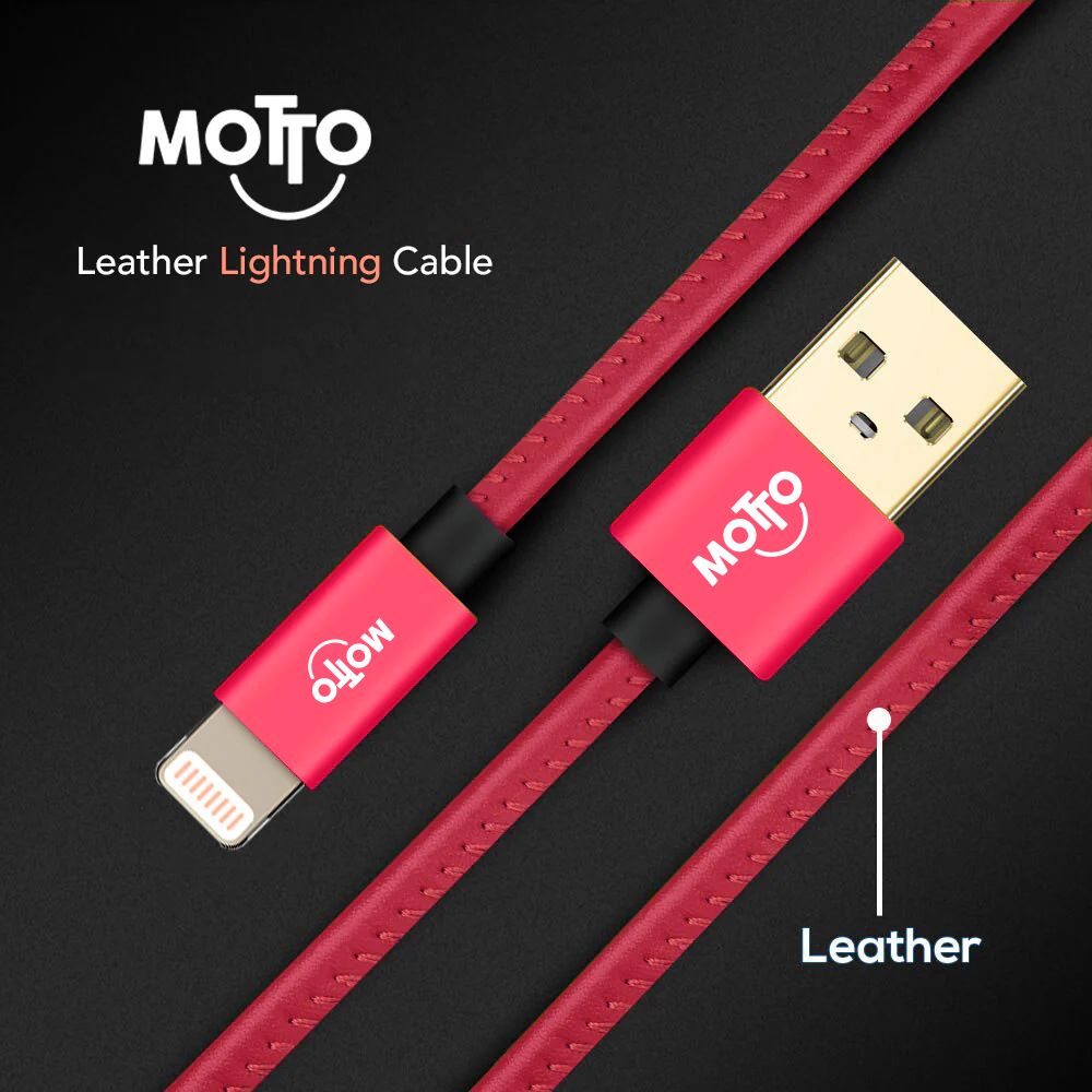Motto Leather-Wrapped Lightning to USB-A iPhone Fast Charging Cable