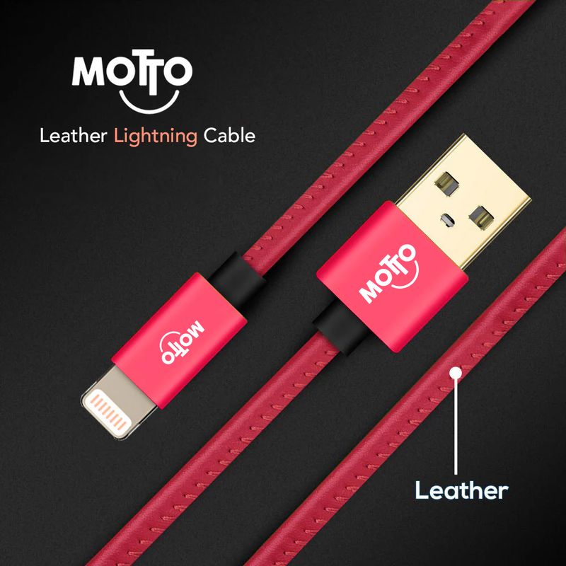 Motto Leather-Wrapped USB-A to Lightning iPhone Fast Charging Cable