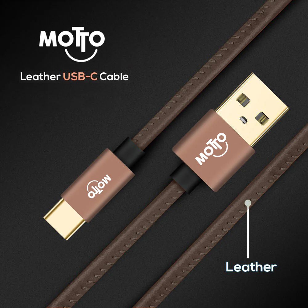 Motto Leather Wrapped USB Type-A to Type-C Cable