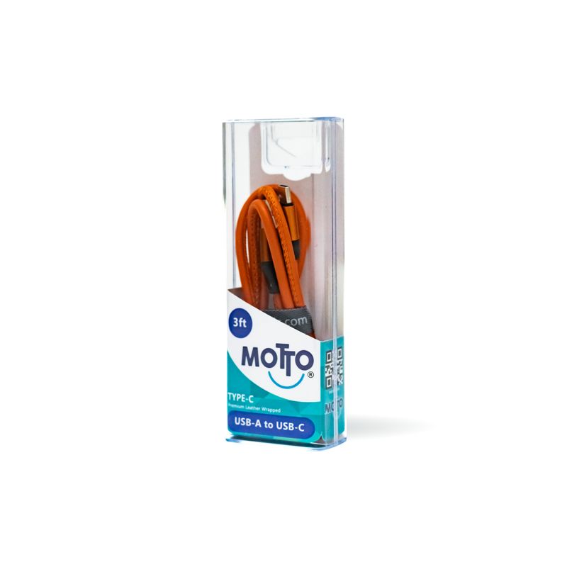Motto USB-A to USB-C Charging Cable (3 ft/10 ft, Leather-Wrapped)