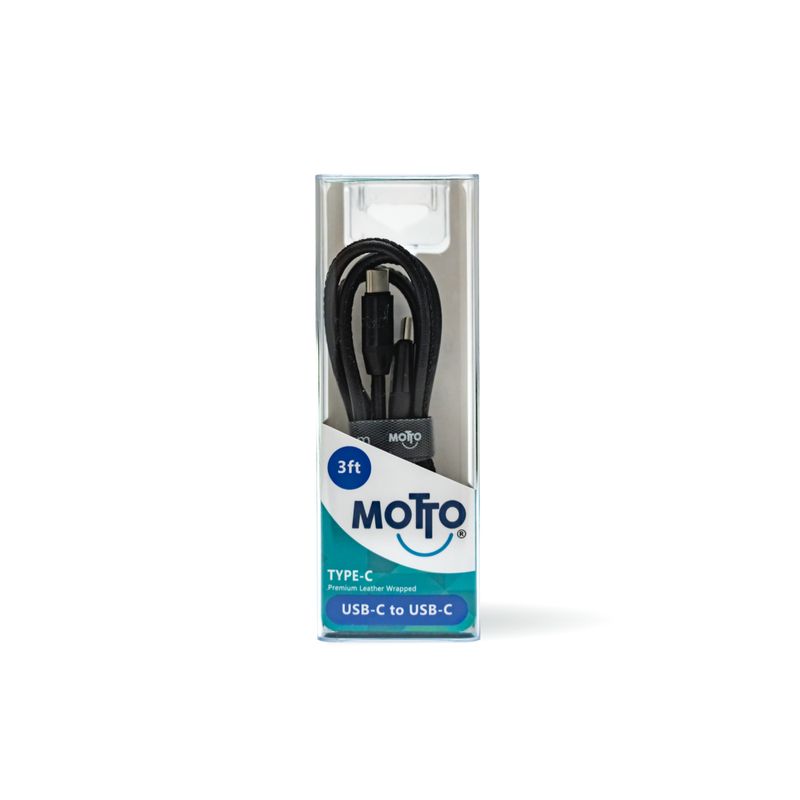 Motto USB-C to USB-C Fast Charging Cable (3 ft/6 ft/10 ft, Leather-Wrapped, 65W)