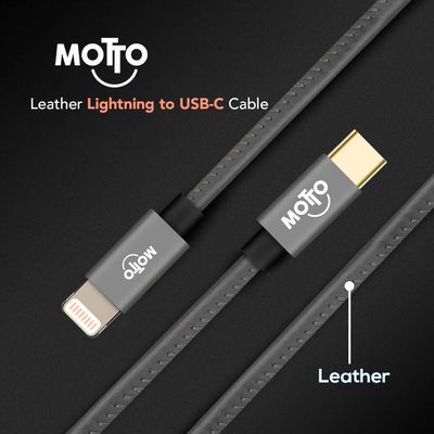 Motto Leather-Wrapped Type-C to Lightning Fast Charging Cable (6FT)