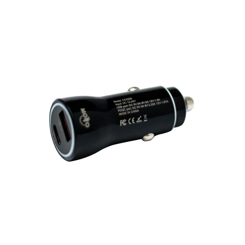 Motto 45W PD Car Charger (USB-C + QC 18W Fast Charging Adapter)
