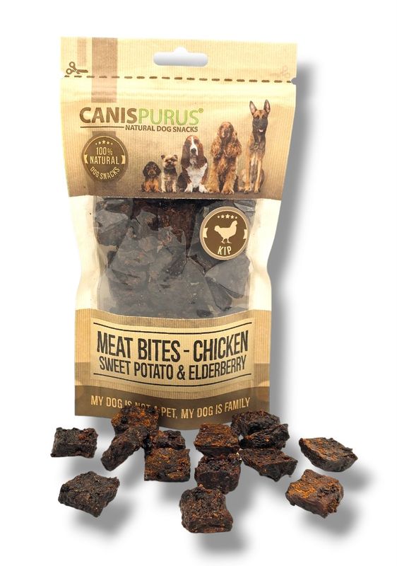 Canis Purus Meat Bites Kip met Zoete Aardappel en Vlierbes - 150 gr