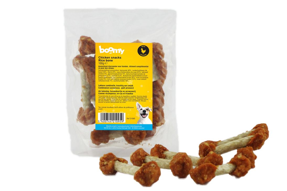 Boomy Chicken Snacks Rice Bone - 100 gr