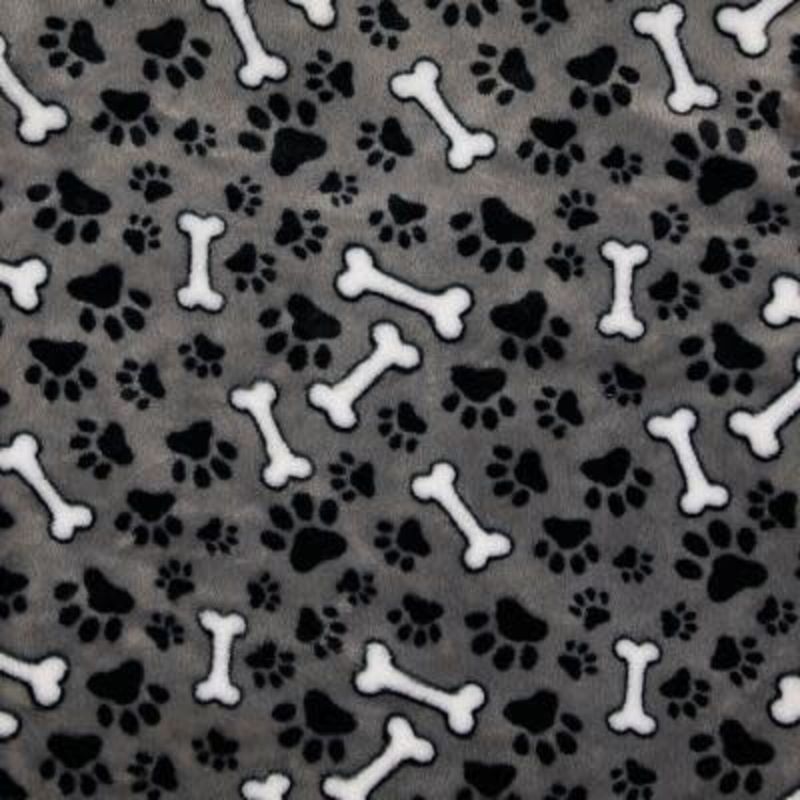 hondenslaapzak - Grijs met witte botjes zwarte pootjes