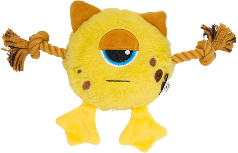J&amp;V Halloween - monster met pieper geel - 20 cm
