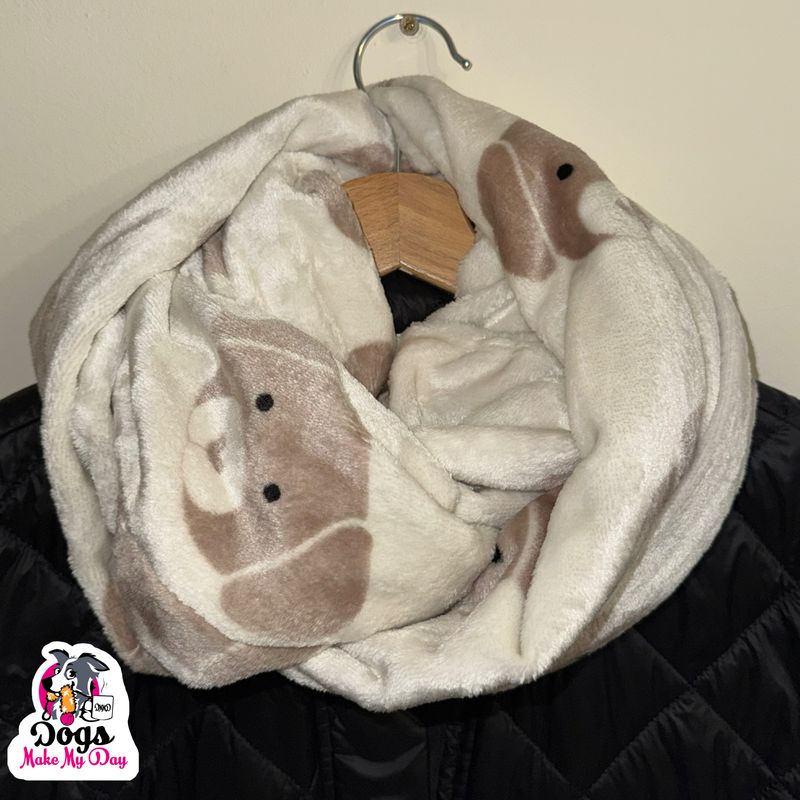 Sjaal hartenhondjes beige