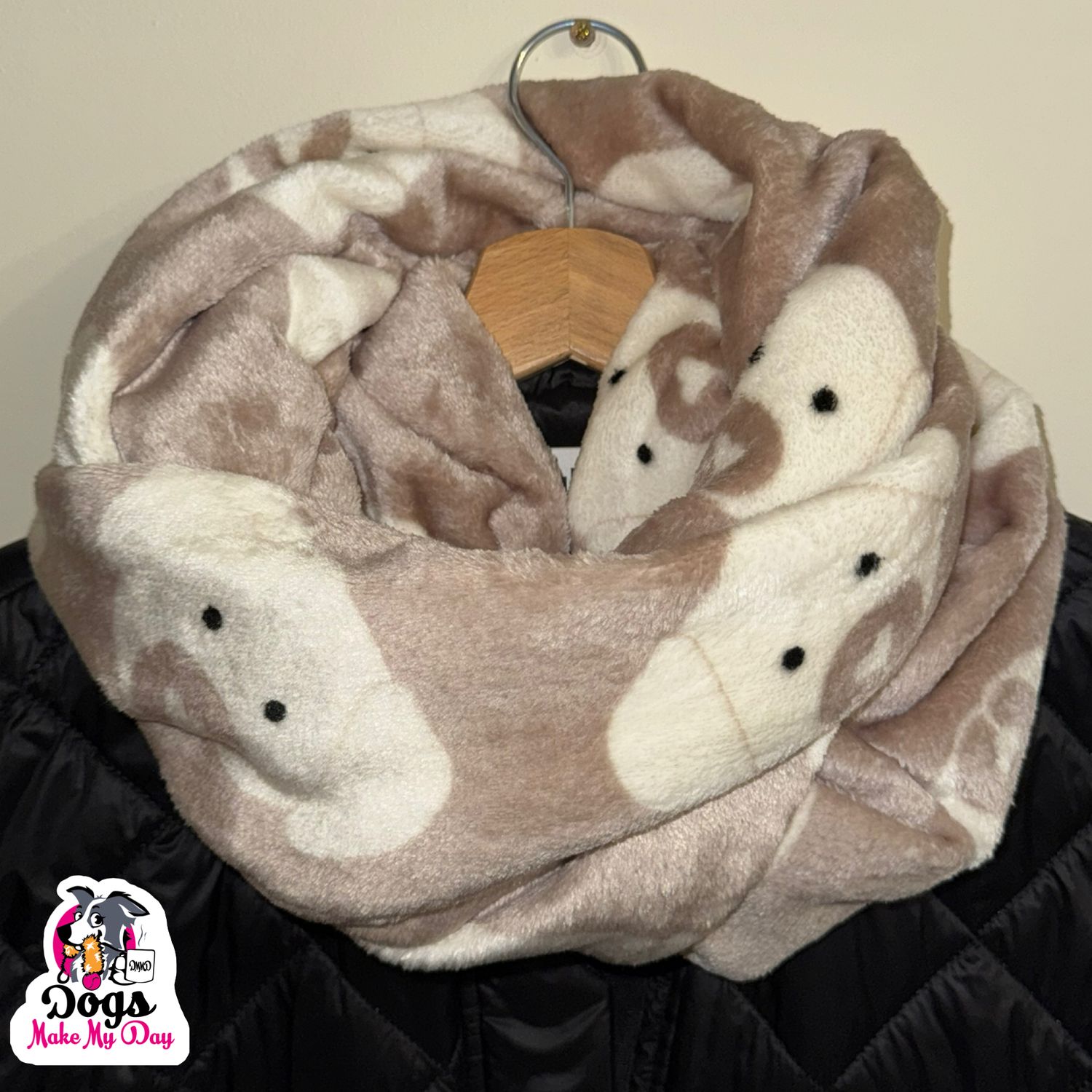 Sjaal hartenhondjes ecru