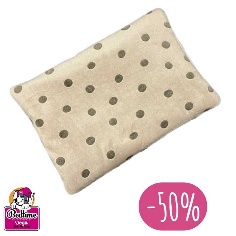 hondenkussen - Beige met bruine bollen