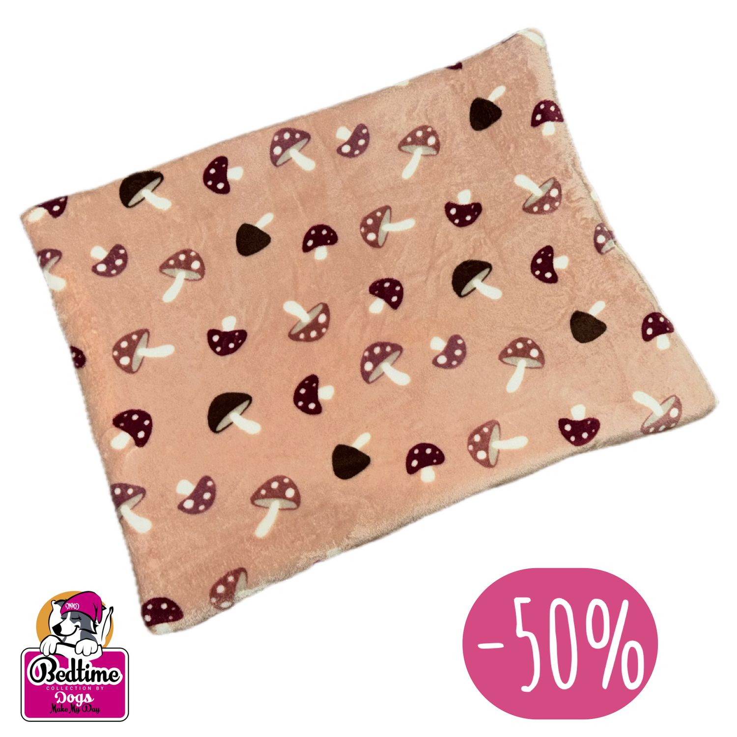 hondenkussen - Paddestoelen roze