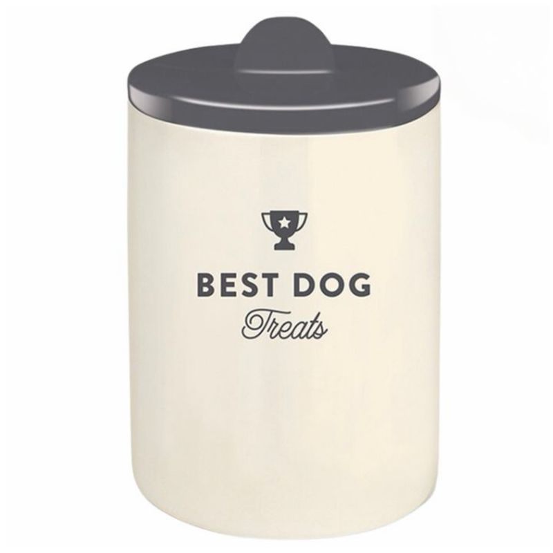 Snoeppot porselein - Best Dog - grijs