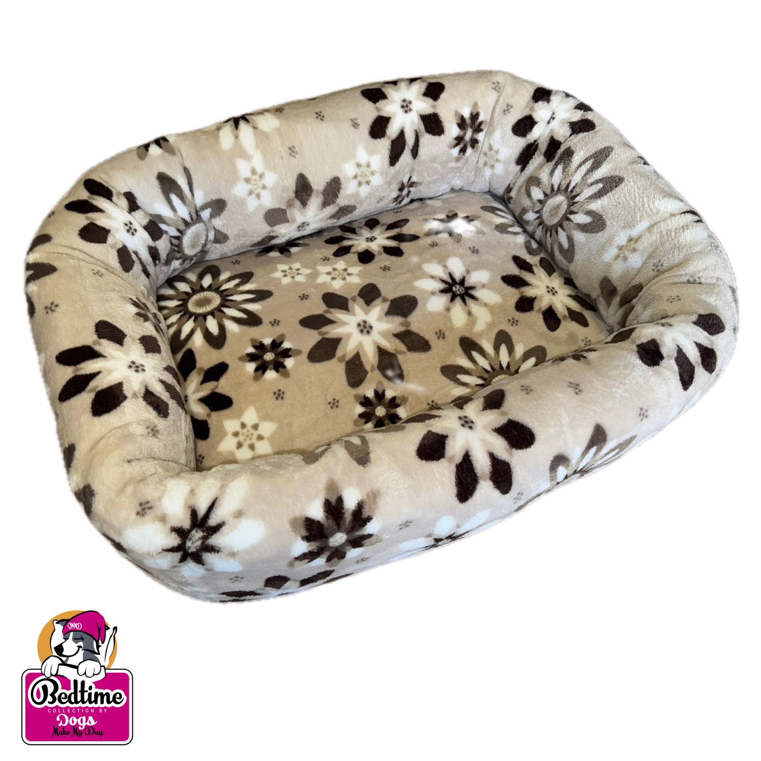 Hondenbed - Flowers brownish