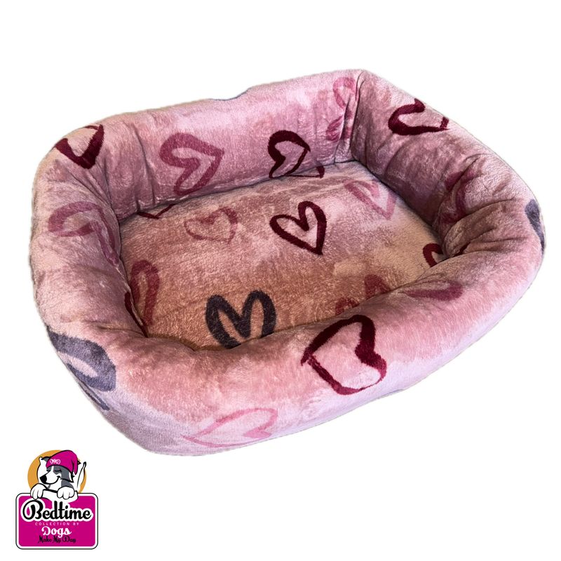 Hondenbed - Roze met paarse harten