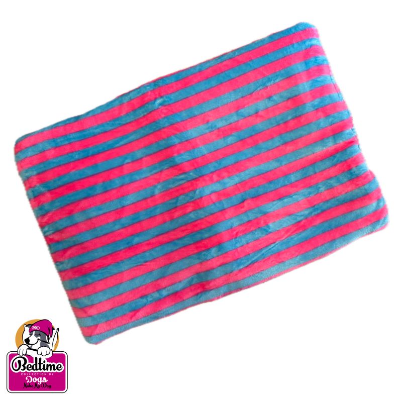 hondenkussen - Stripes fuchsia/turquoise