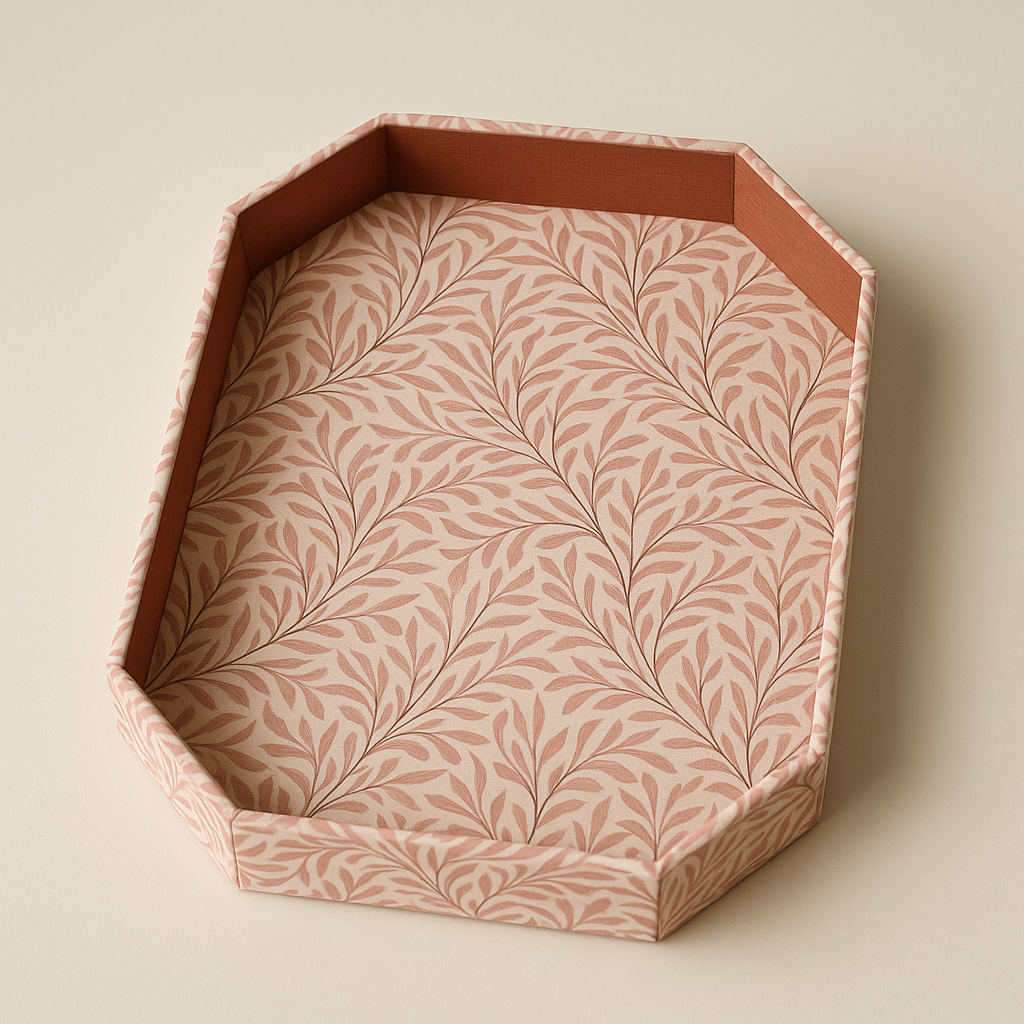 Vassoio Daniela fantasia foglie rosa