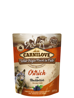 Carnilove Pouch, Smaak: Ostrich with Blackberries