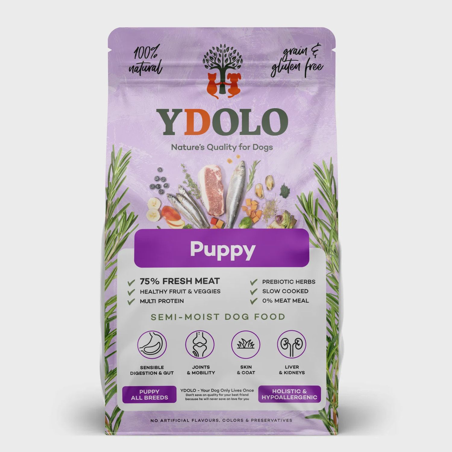 Ydolo Healthy &amp; Pure, Smaak: Puppy, Zakgrootte: 2.5 kg
