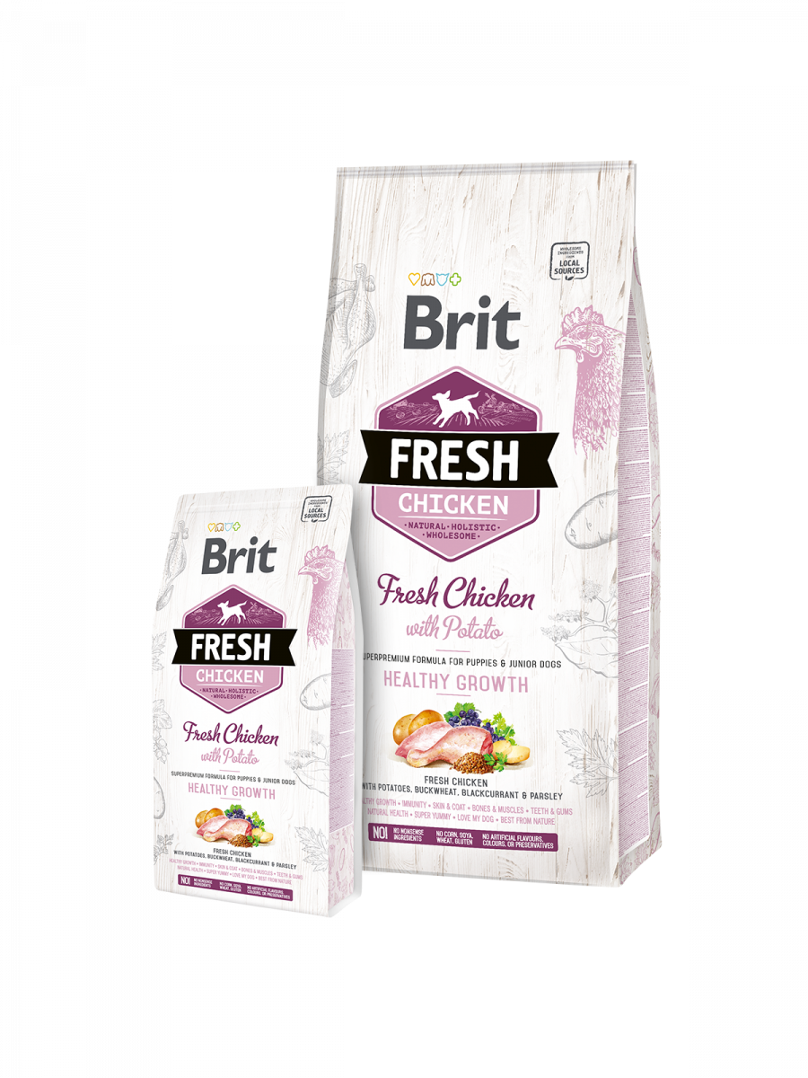 Brit Fresh, Smaak: Chicken with Potato Puppy, Zakgrootte: 2.5kg