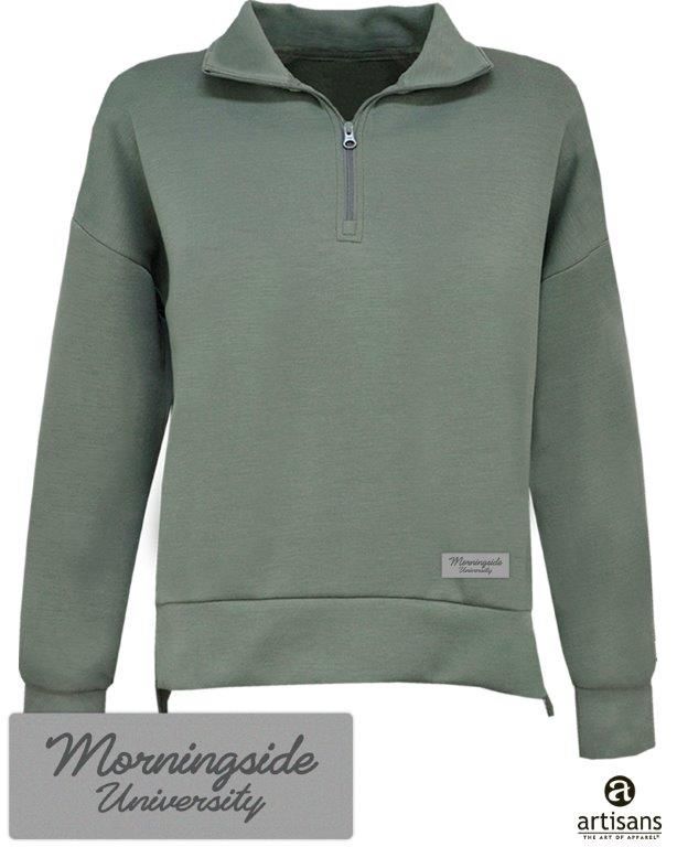 Women&#39;s Cora 1/4 zip Crew Morningside University Leather Patch
