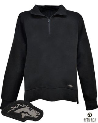 Cora Women&#39;s 1/4 zip Crew with Leather Patch of Mustangs logo
