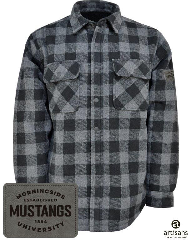 Emerson Plaid Jacket Heavy Lined Leather Patch Morningside University