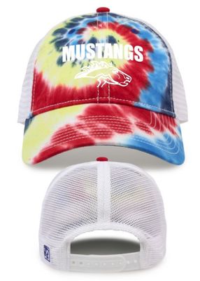 Mustangs Tie Dye Trucker Hat Rainbow with White Mesh