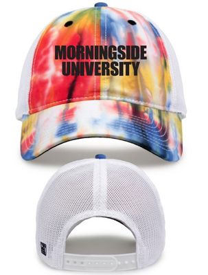 Black Rainbow Tie Dye Hat with white mesh