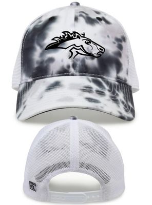 Black and white Tie dye Mustangs logo
