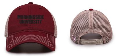 Cinnamon and tan Morningside university Trucker hat