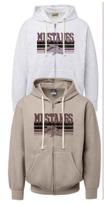 Vintage Fleece Full Zip Mustangs Logo with Stripes
