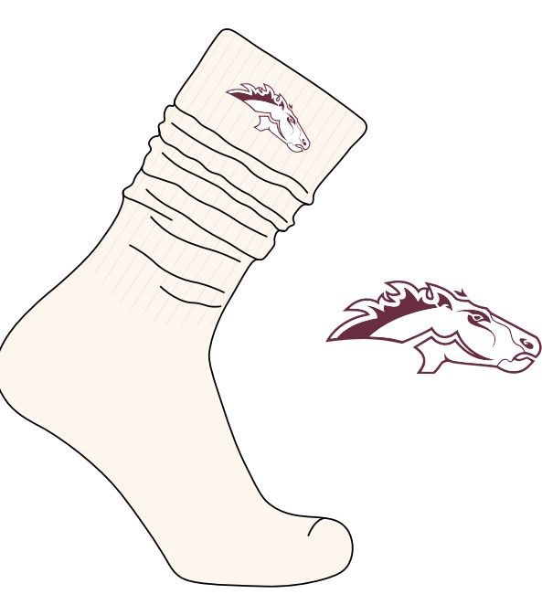 Slouch Crew Socks with Mustangs Logo