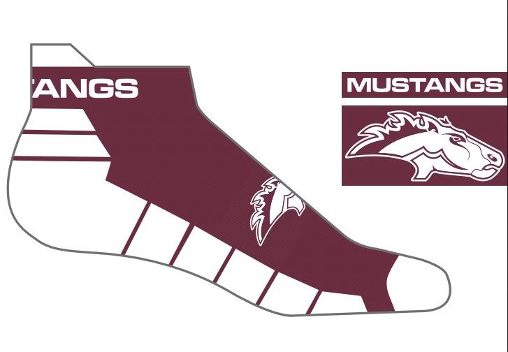 Low Cut Sock with Tab Stripe with Mustangs Logo