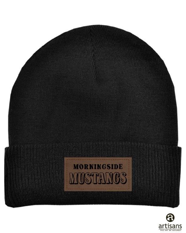 Fleece Lined Beanie with Leather Patch