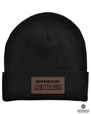 Fleece Lined Beanie with Leather Patch