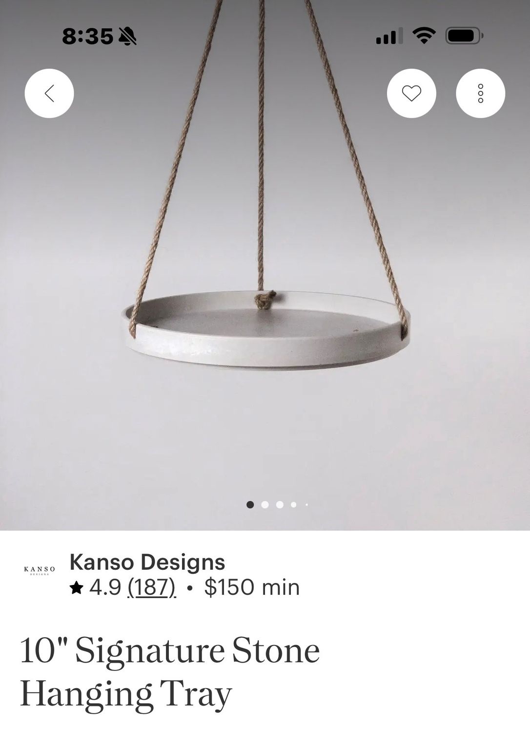 hanging plant tray stone 10in