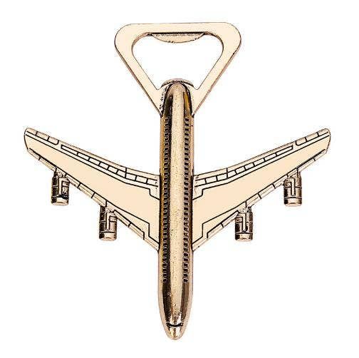 Gold Airplane Bottle Opener, Birthday Gift for Men