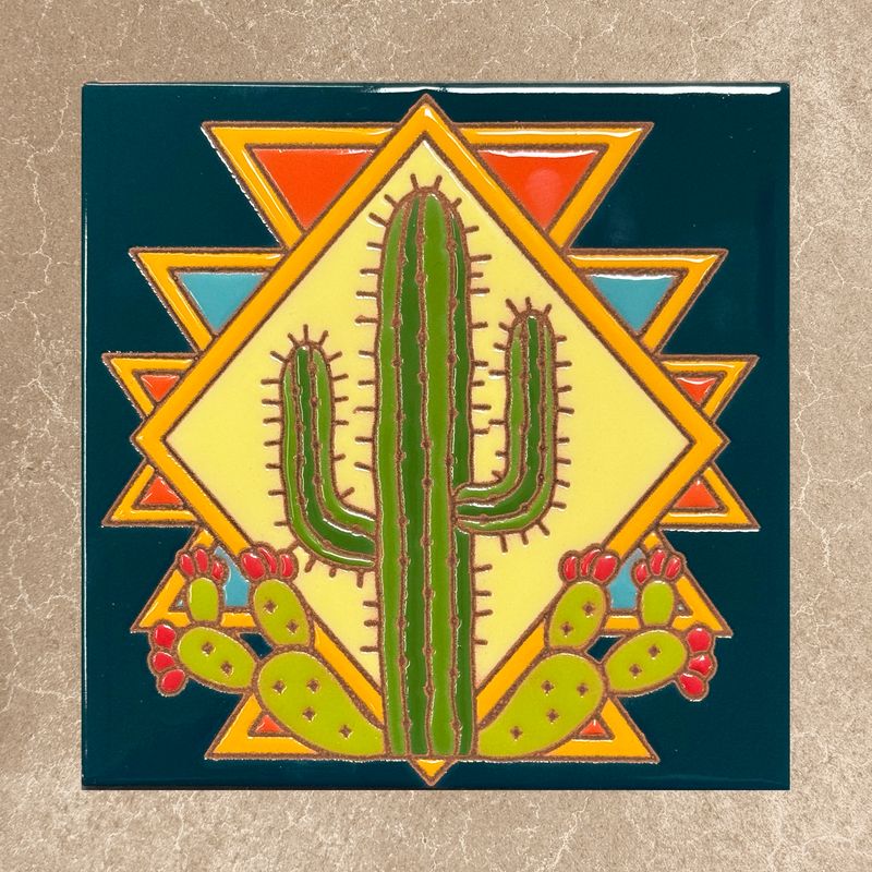 Southwestern Saguaro Cactus Tile