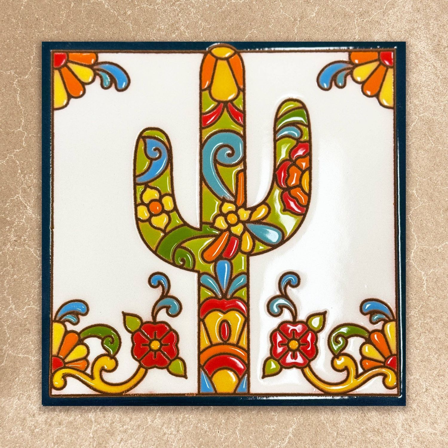 Talavera Saguaro Tile White