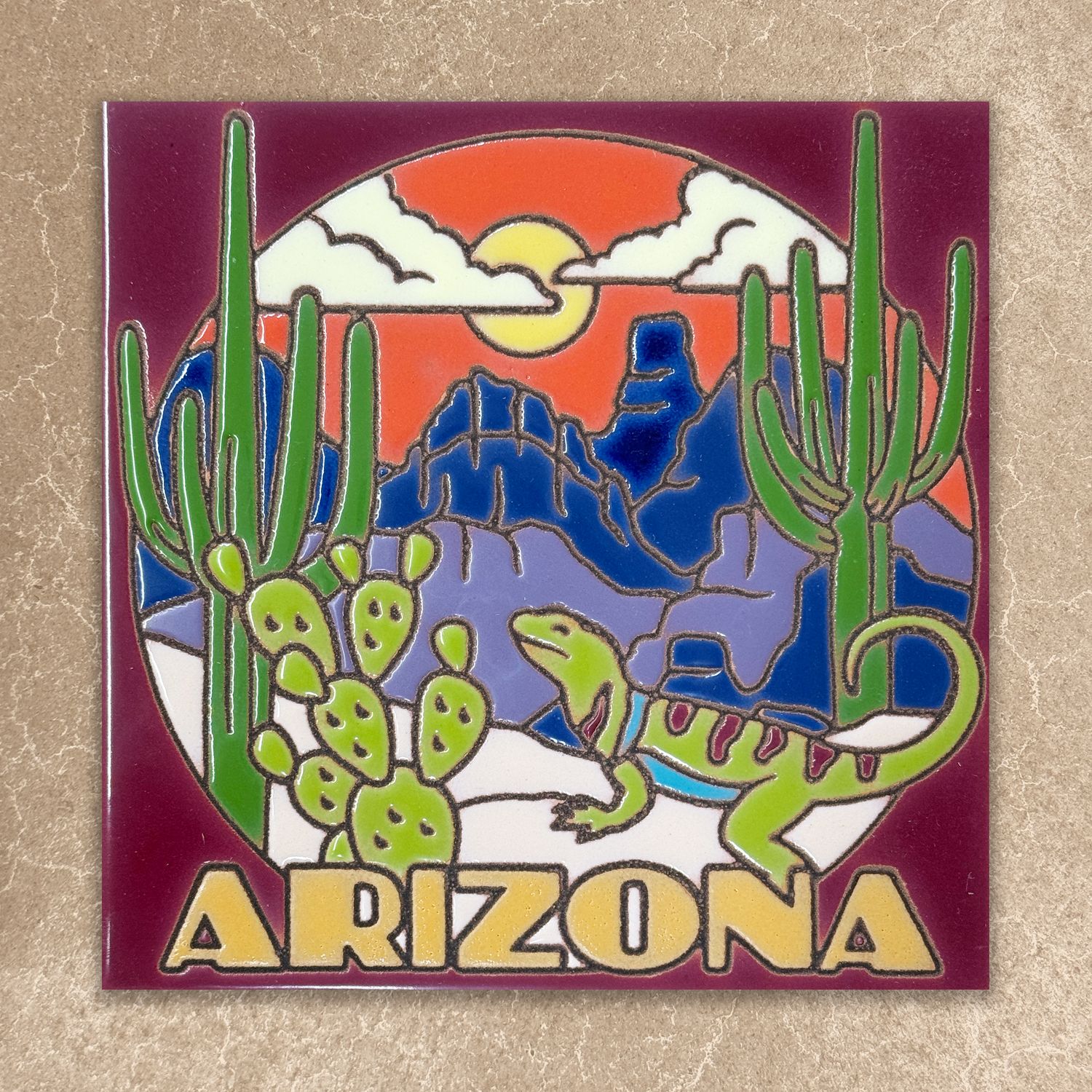 Arizona Desert View Gecko Tile